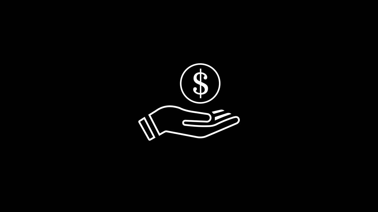 Save money icon salary money invest finance hand holding dollar line symbols on white background