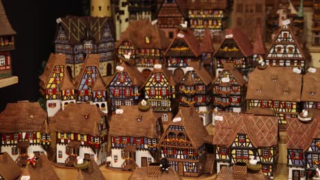 shopping for small scale models of alsace village homes at festive christmas market in strasbourg, france europe