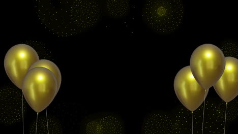 animation of gold balloons with copy space on black background