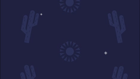 fiesta de celebración mexicana con animación de patrón de cactus