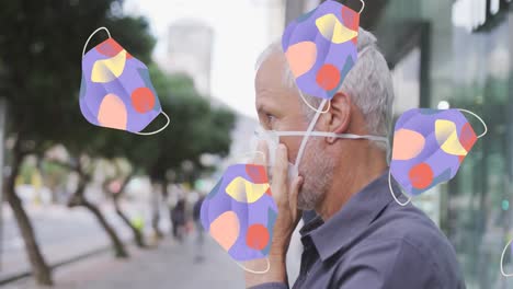 Animación-De-La-Caída-De-19-Células-De-Covid-Sobre-Un-Hombre-Caucásico-Mayor-Con-Mascarilla