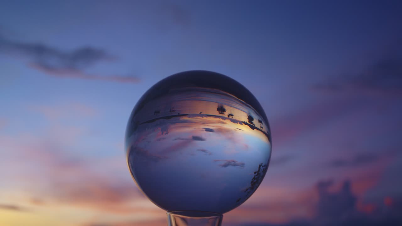 크리스탈볼 안의 타임스 마법의 일몰