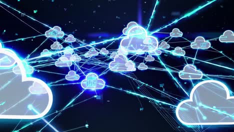 futuristic video concept of digital cloud networks with a dynamic low-angle view