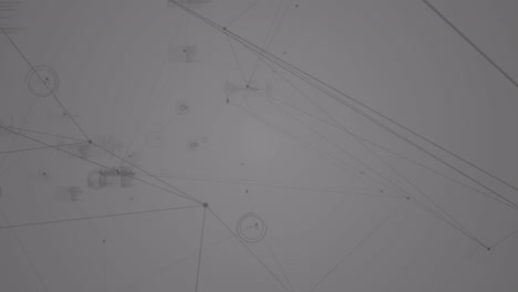 animación de la red de conexiones y procesamiento de datos sobre fondo blanco