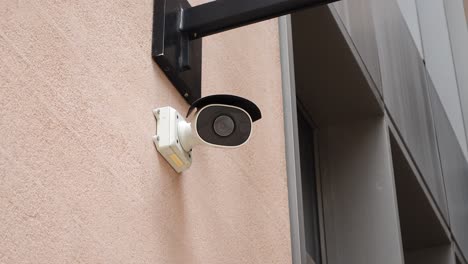 security camera mounted on a building wall