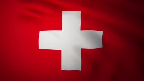 waving flag of switzerland. realistic close up slow motion 3d animation