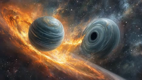 black holes and planets in a cosmic explosion