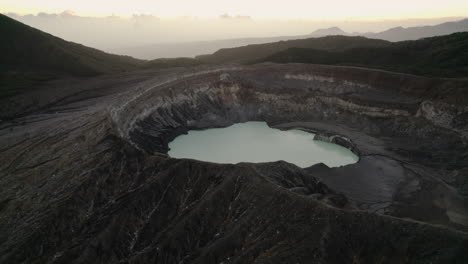 aerial - one of largest craters in world at volcan poas in costa rica