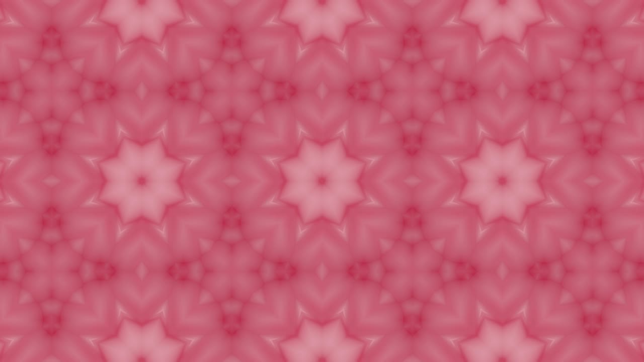 Sfondo decorativo astratto ornato in loop 3D. Caleidoscopio ipnotico dai colori pastello.