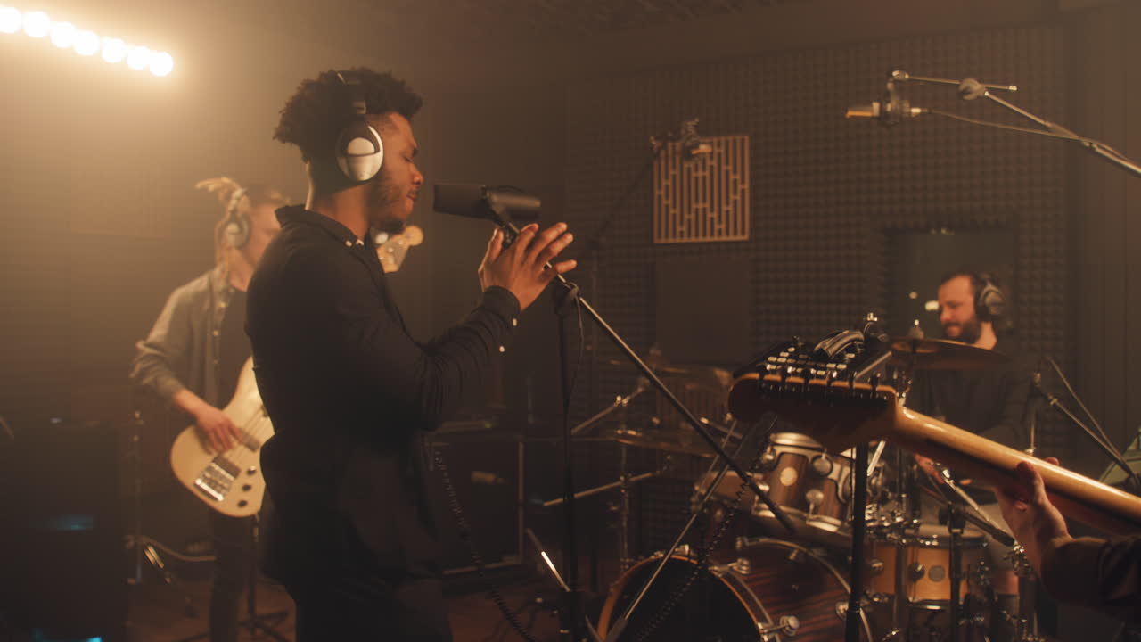 Band Recording Session in a Studio