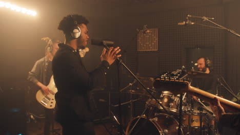 band recording session in a studio