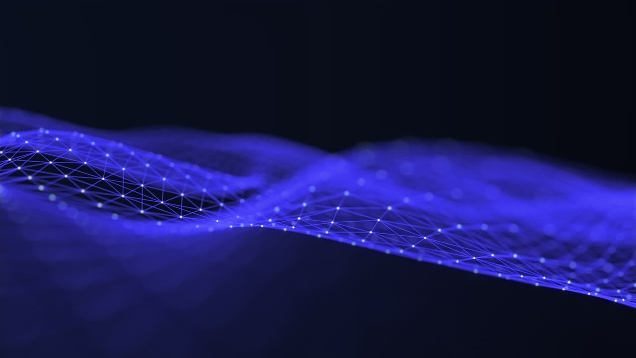 Sci-Fi Wavy Connection Grid with Glowing Nodes Loop