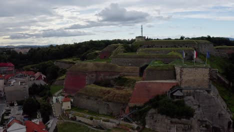 Town-Hall-Tower-And-Klodzko-Fortress-In-Lower-Silesian-Voivodeship,-Southwestern-Poland