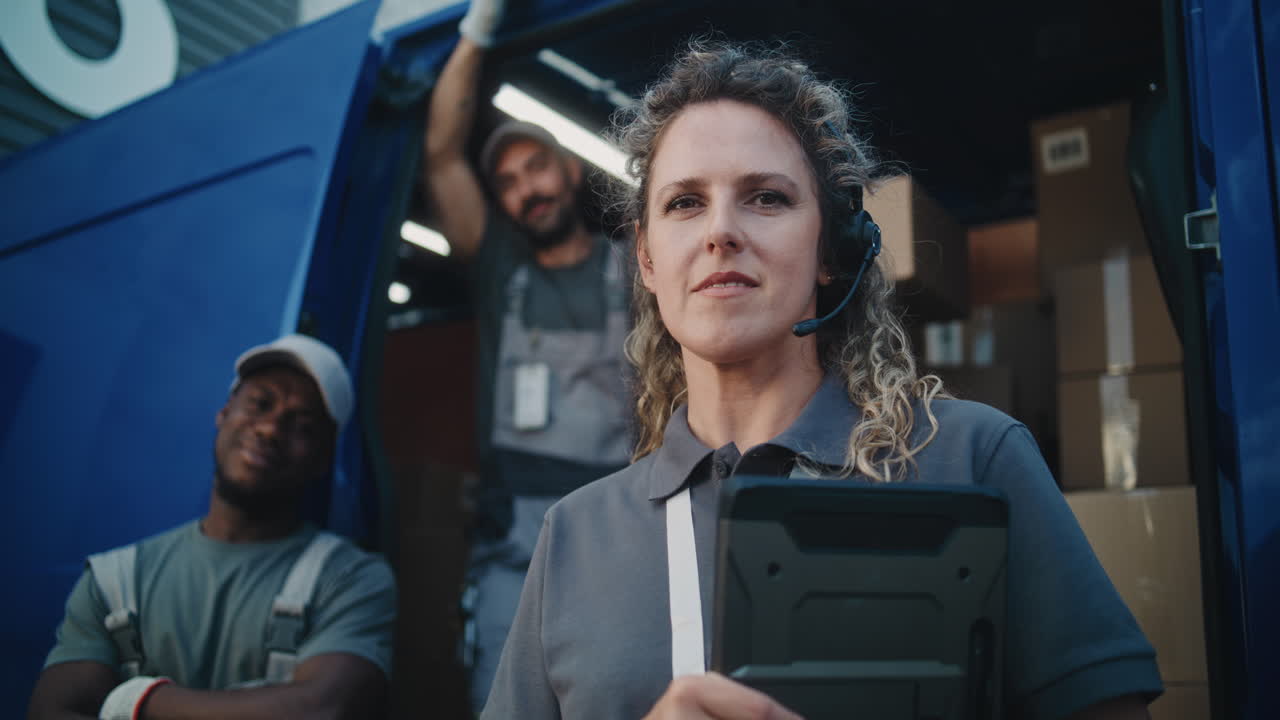 Delivery Team with Van and Packages