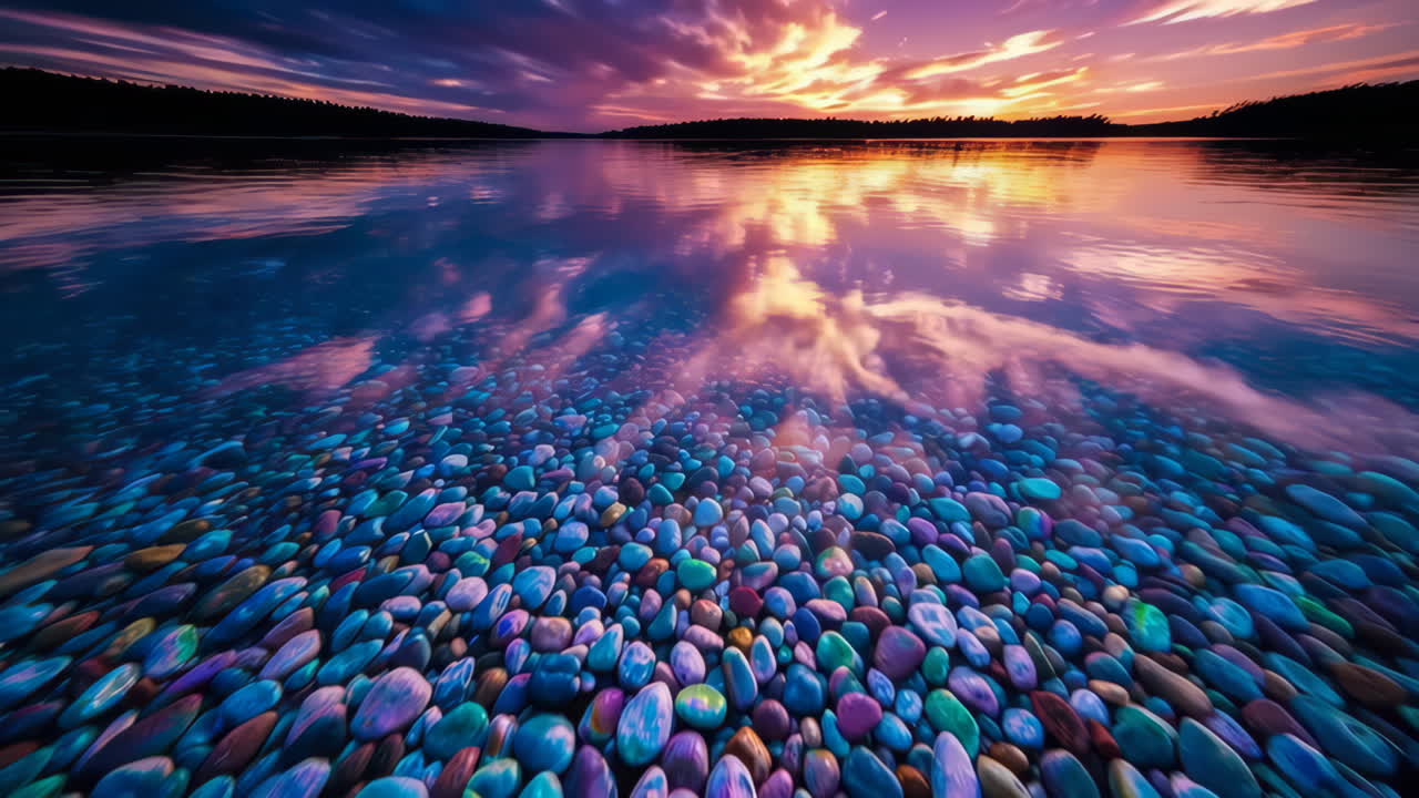 Colorful Pebble Beach Sunset Reflection