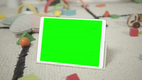 mockup of digital tablet in children's room interior