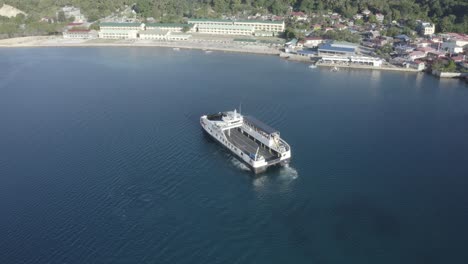 an empty local passenger ferry boat preparing to leave the port by the blue sea in the philippines