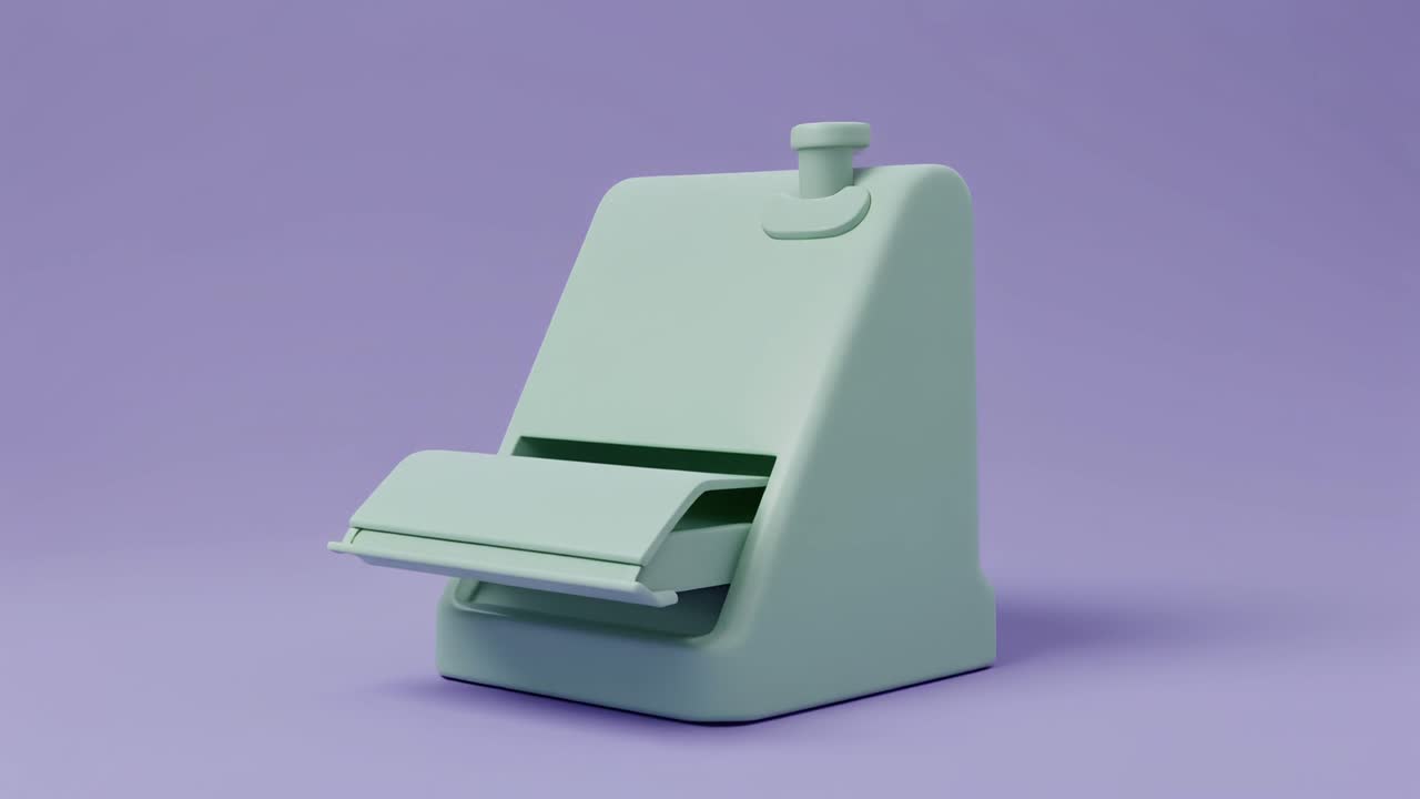 Minimalist 3D Animation of a Green Dispenser Opening