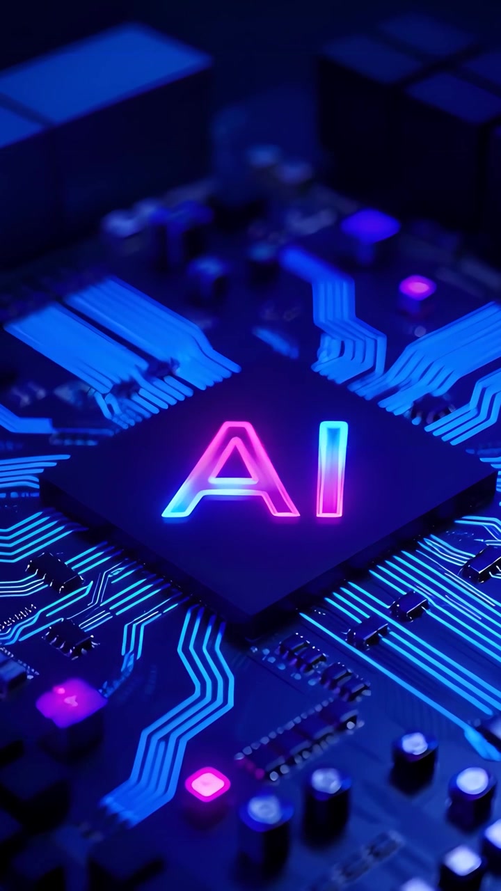 Futuristinen tekoälysirun emolevyn teknologian tausta 4K