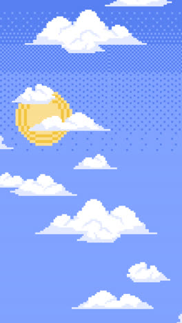 motion graphic of flat design pixel art cloud illustration