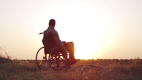 Disabled Soldier at Sunset