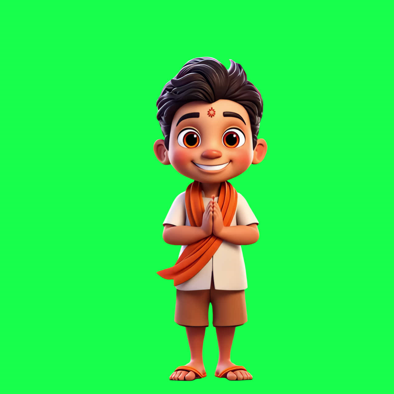 Animated child character greeting animated overlay, transparent 4K video, alpha channel, ProRes 4444