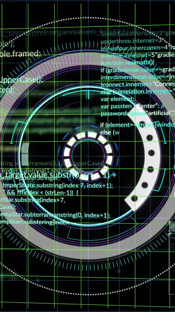 Animation of futuristic digital interface with rotating elements in school setting