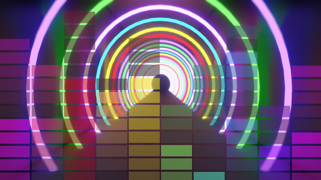 검은색 배경에 있는 원과 모양의 애니메이션