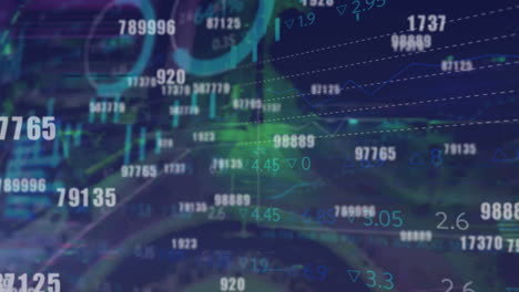animation of numbers changing and data processing over cityscape