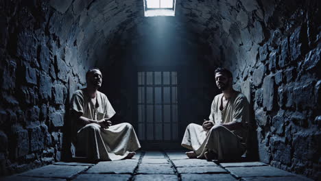 two prisoners in a dark cell