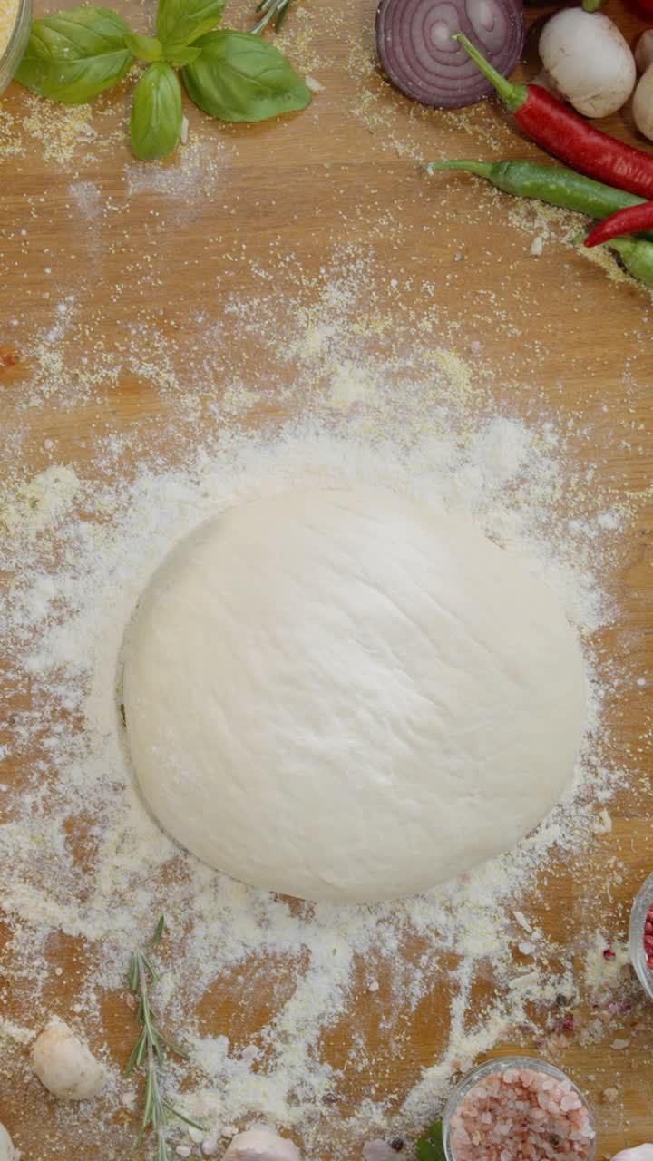 Pizza dough preparation with ingredients