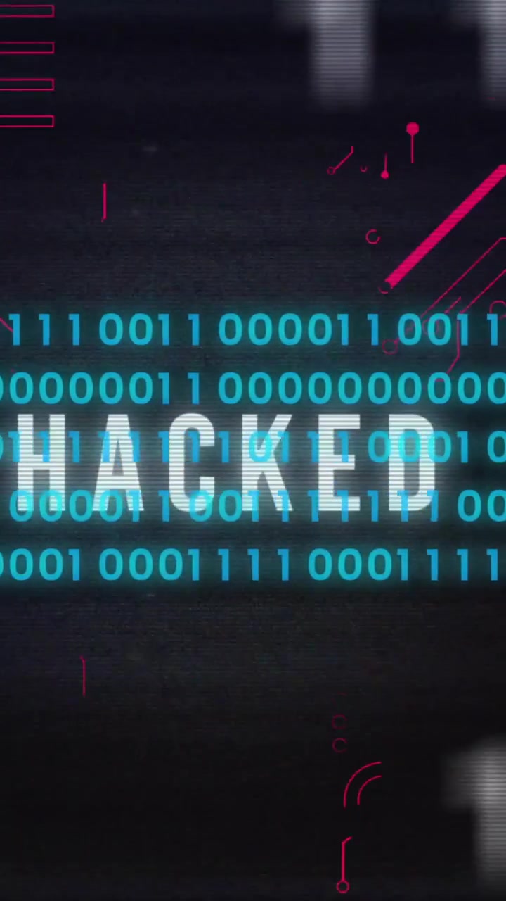 Animatie van dataverwerking met binaire code over gehackte tekst