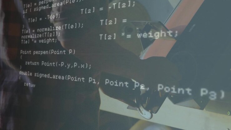 Digital Display of Computer Programming Code Scrolling on Screen