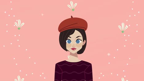 beautiful girl wearing beret character