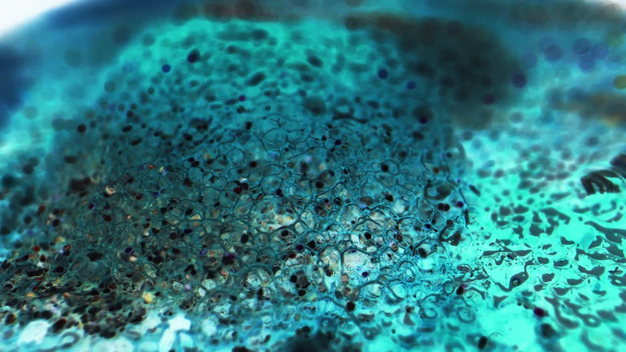 Abstract Teal and Turquoise Macro Bubbles