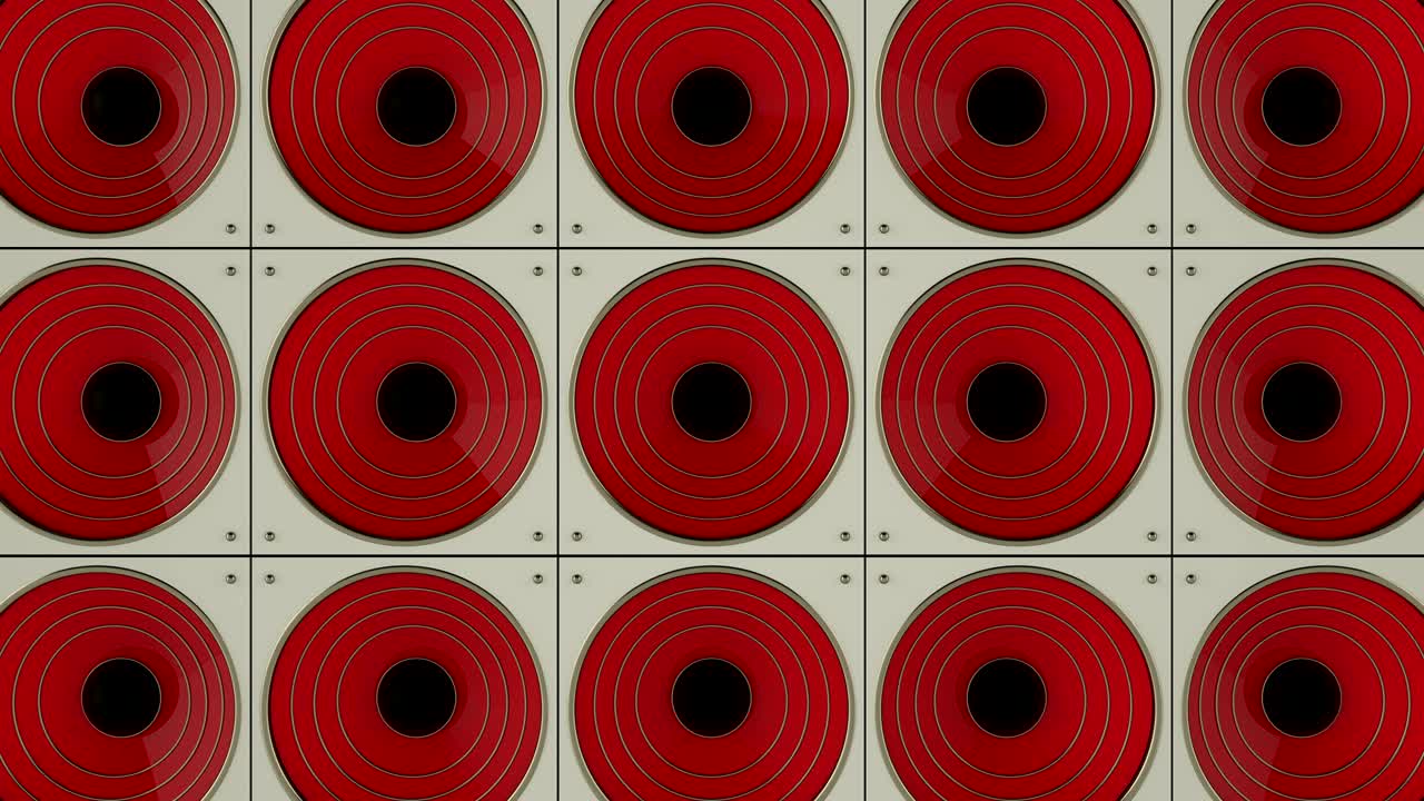 fondo 3d de un conjunto de dinámicas. animación en bucle de un altavoz.