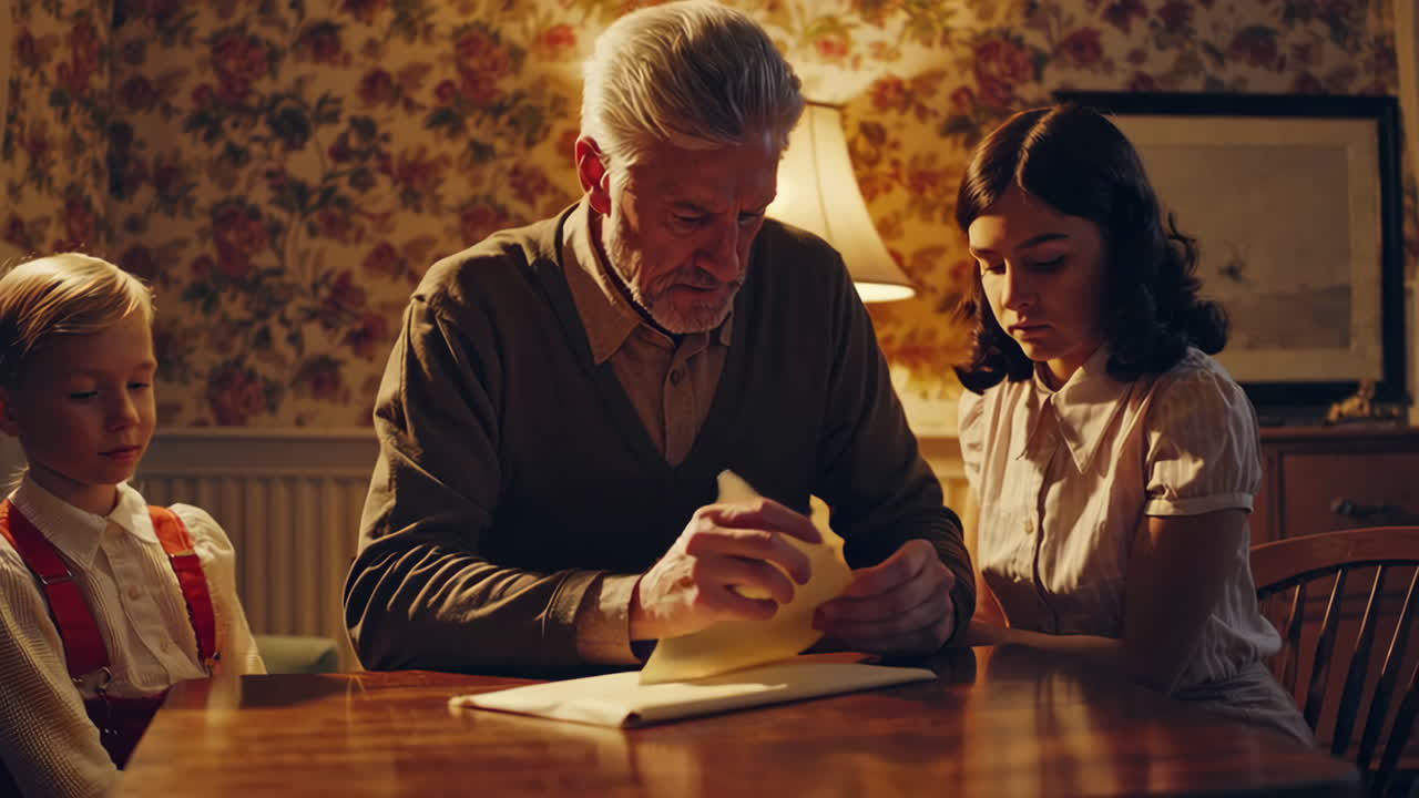 Grandfather Reading with Grandchildren