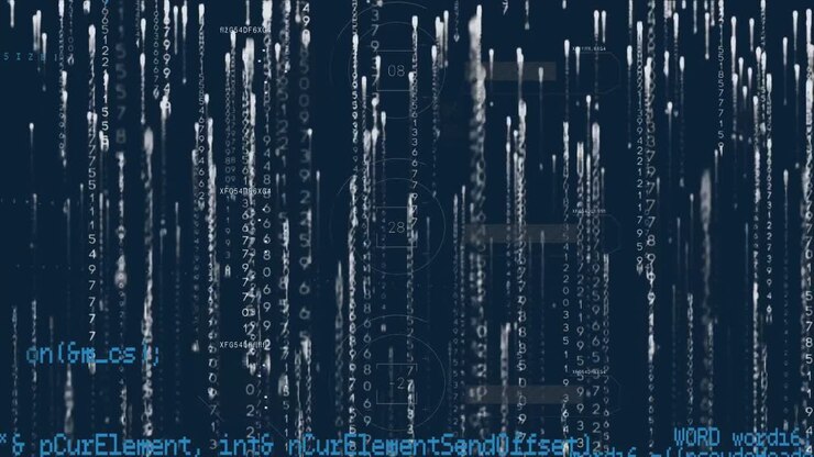 Animation of data processing over navy background