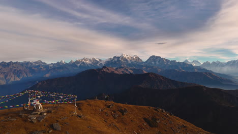 aesthetically pleasing mountainous landscape of nepal, drone shot with widened view of mountain range 4k