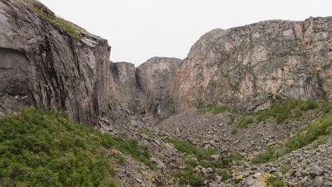 steep cliffs of hellmojuvet canyon on the border of norway and sweden