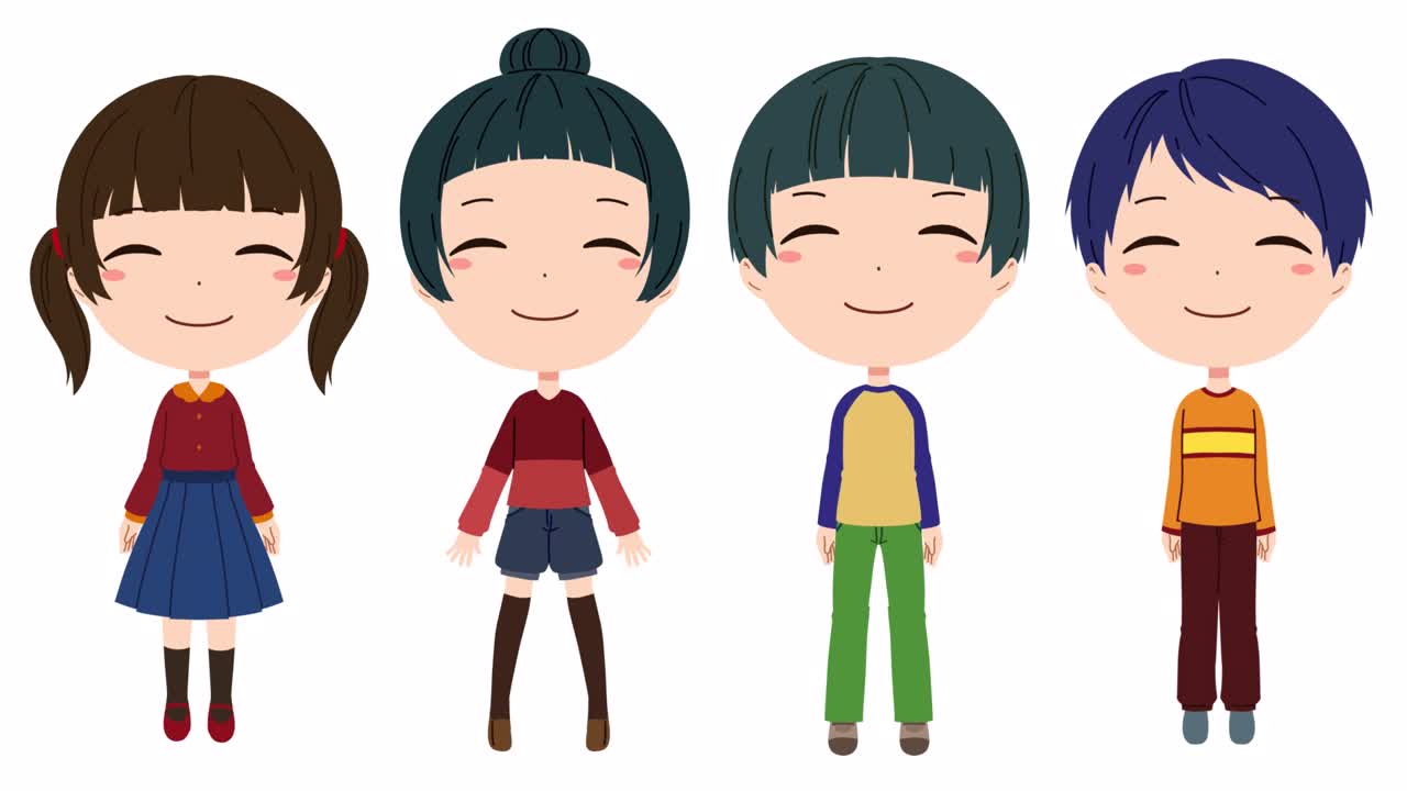 animación de una chica sonriente y un chico sincronizando los labios