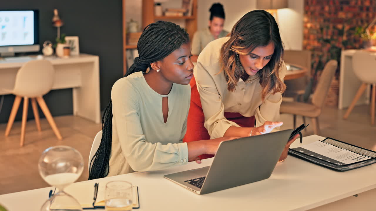 Office tablet, laptop and diversity team review