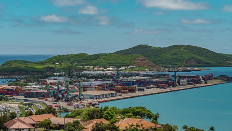 Noumea-harbor,-capital-of-New-Caledonia-on-the-island-of-Grande-Terre---colorful,-time-lapse