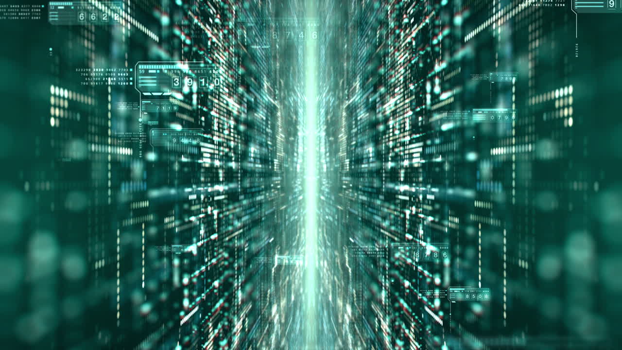 Futuristic digital matrix particles grid virtual reality abstract cyber space environment background