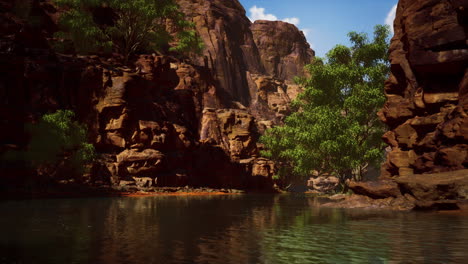 shining rays of the sun reflected in the cold water of the colorado river