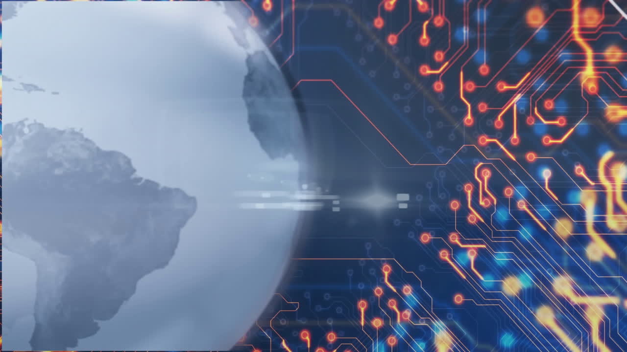 animación del globo con conexiones sobre puntos de luz