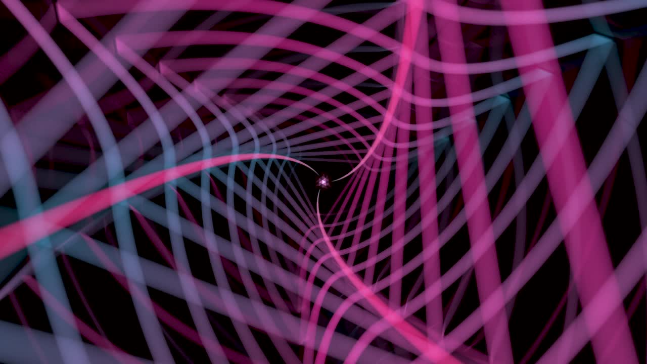 cubos de torsión magenta con fondo negro, renderización en 3d.