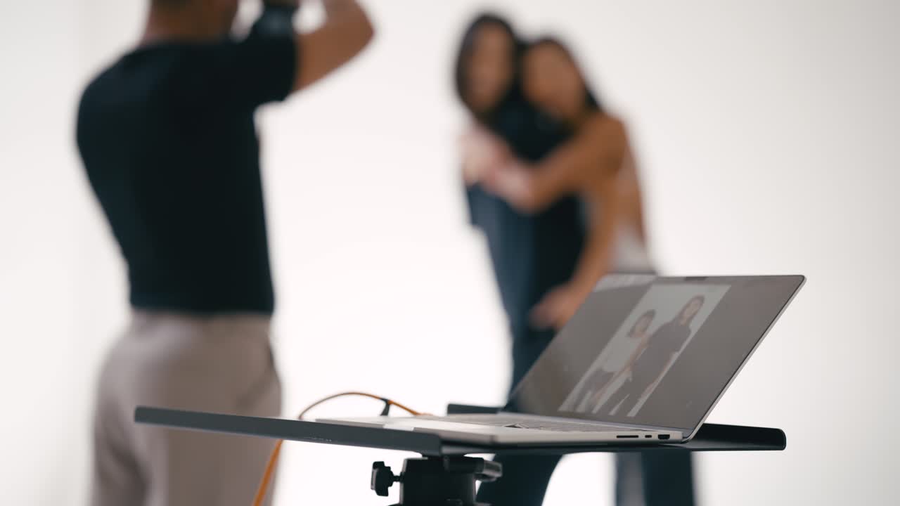 Behind the scenes of a studio photoshoot