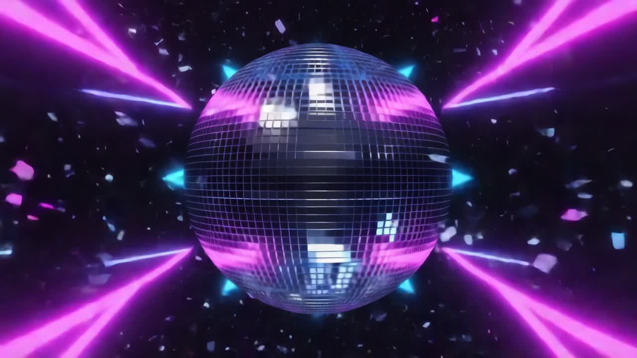 bola de discoteca con luces de neón