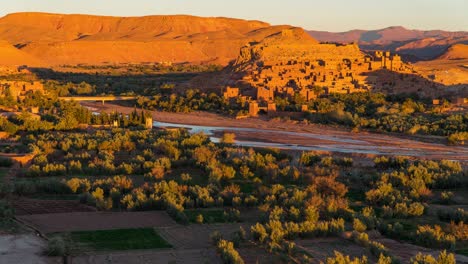 sunrise at famous ait ben haddou historic unesco rural kasbah in desert in morocco africa